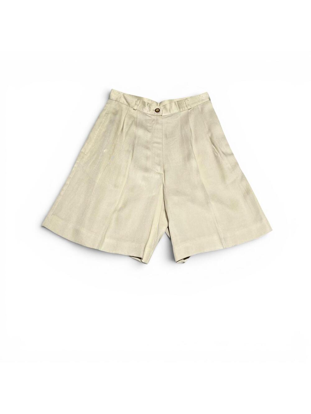 Vintage Talbots Cream Shorts High Waisted Pleated Tencel Size 4P